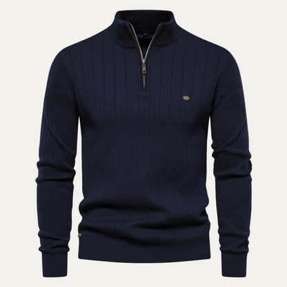 VogeLuxe | Men’s Ribbed Quarter Zip Collar Sweater 0