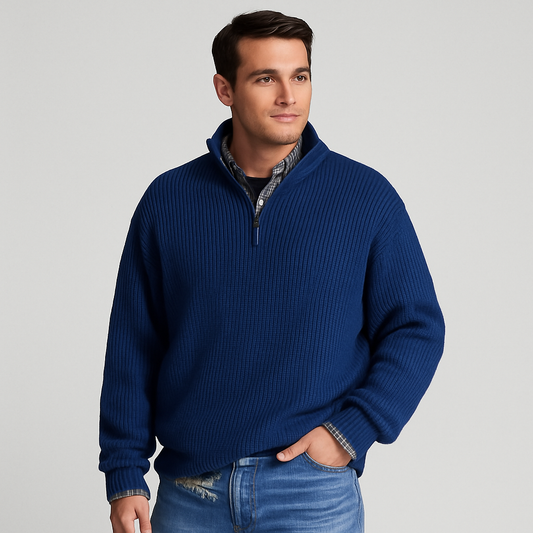 VogeLuxe | Men’s Ribbed Stand Collar Sweater 0