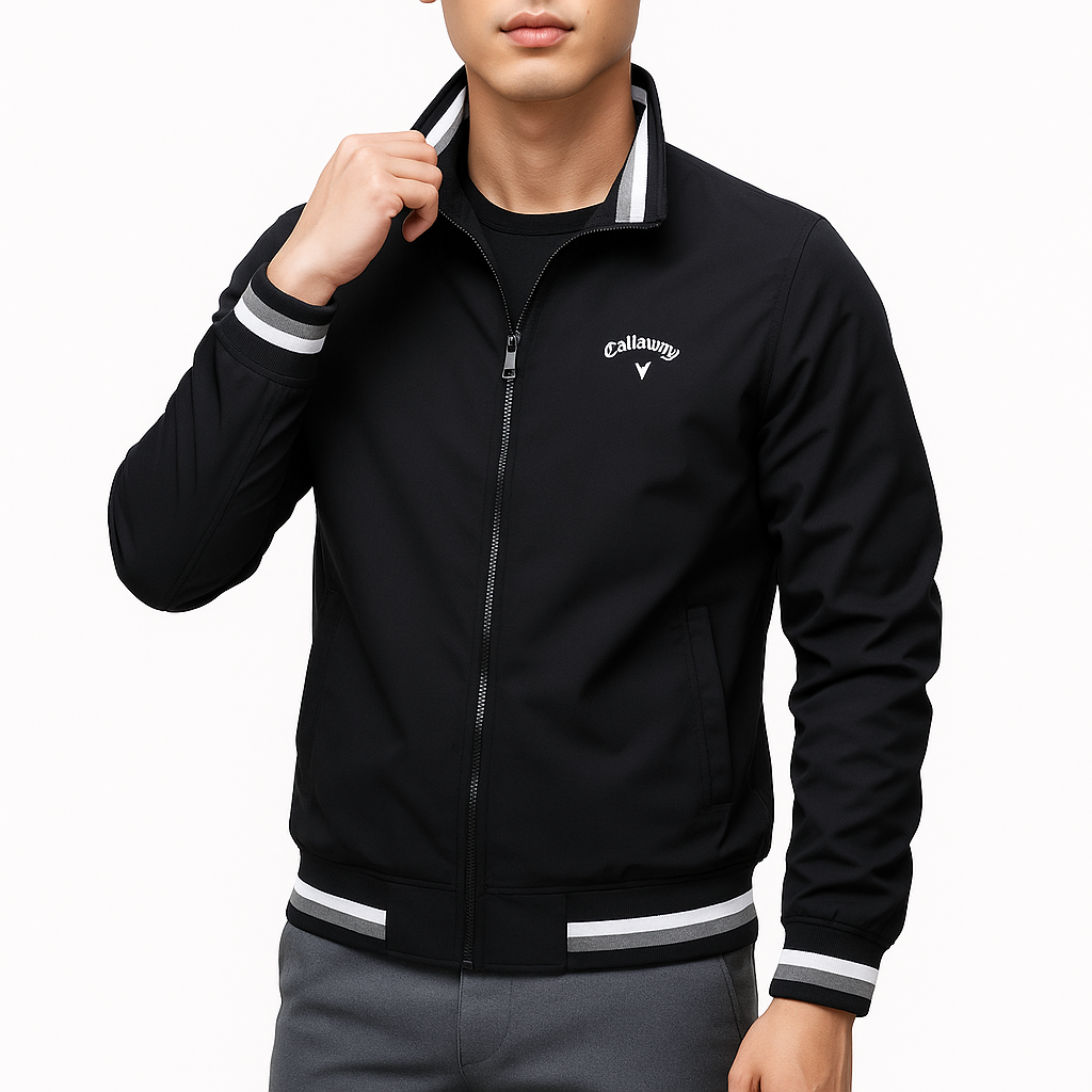 VogeLuxe | Men’s Ribbed Trim Golf Jacket 4
