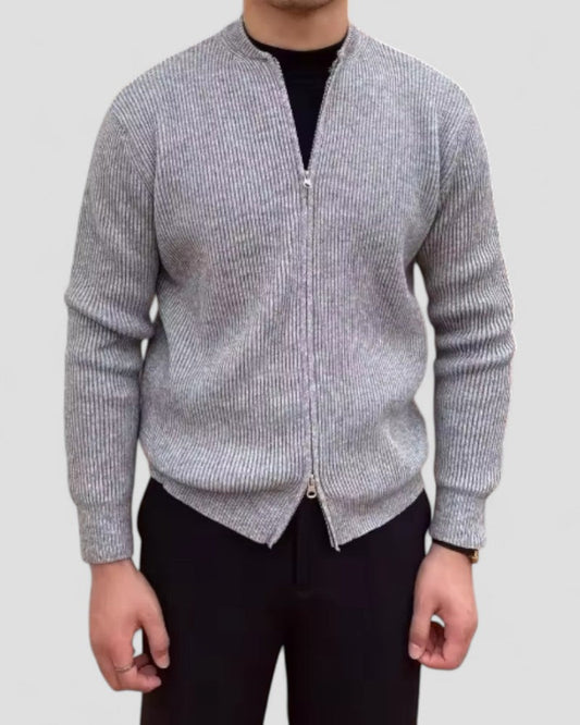 VogeLuxe | Men’s Ribbed Zip-Up Knit Cardigan 0