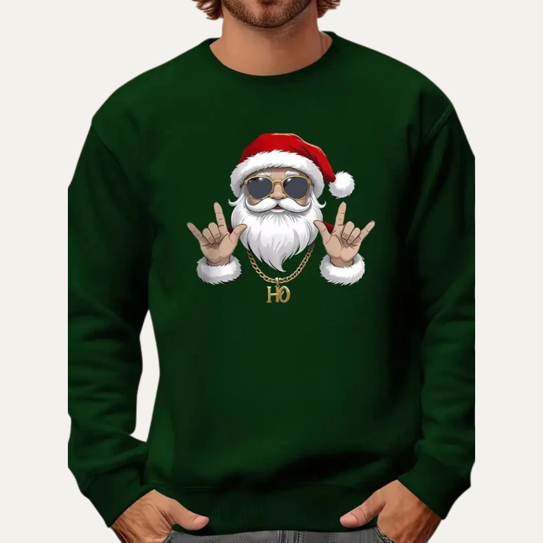 VogeLuxe | Men’s Rock On Santa Christmas Sweatshirt 5