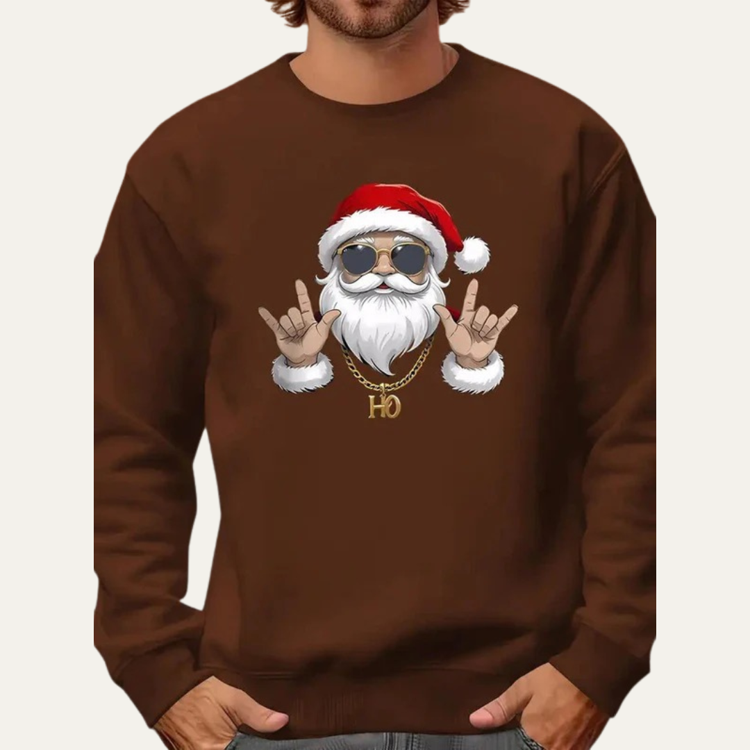 VogeLuxe | Men’s Rock On Santa Christmas Sweatshirt 6