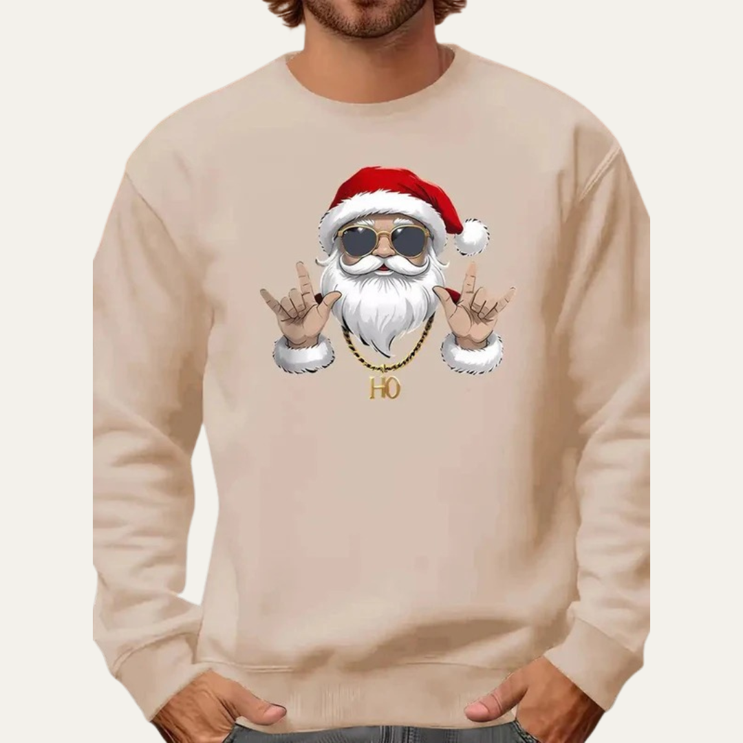 VogeLuxe | Men’s Rock On Santa Christmas Sweatshirt 8