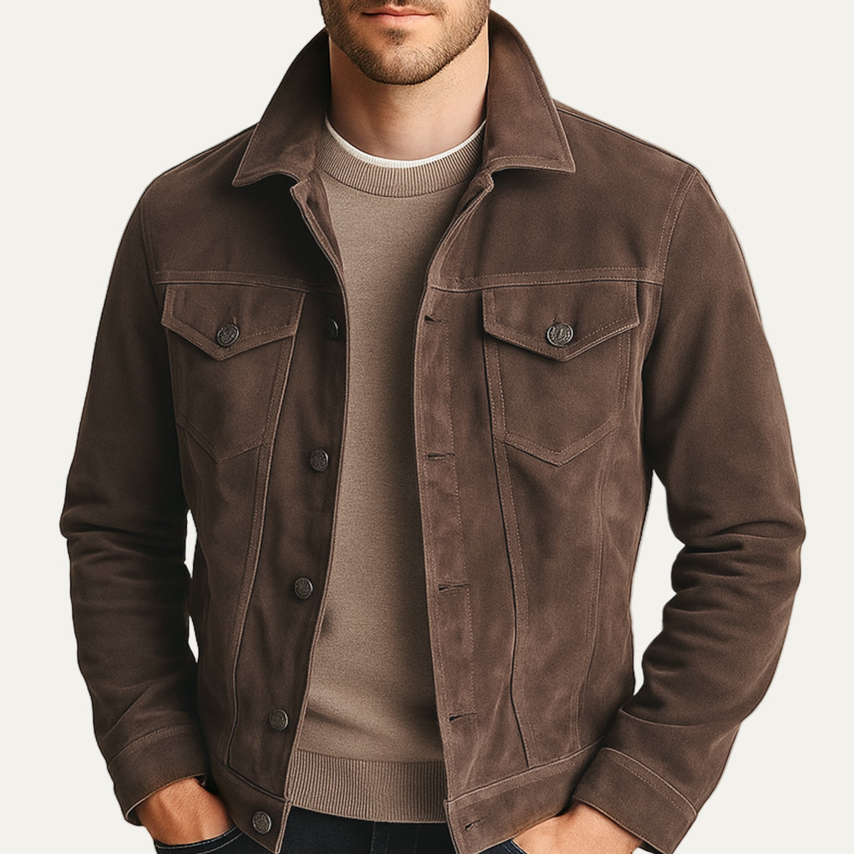 VogeLuxe | Men’s Rugged Suede Field Jacket 1