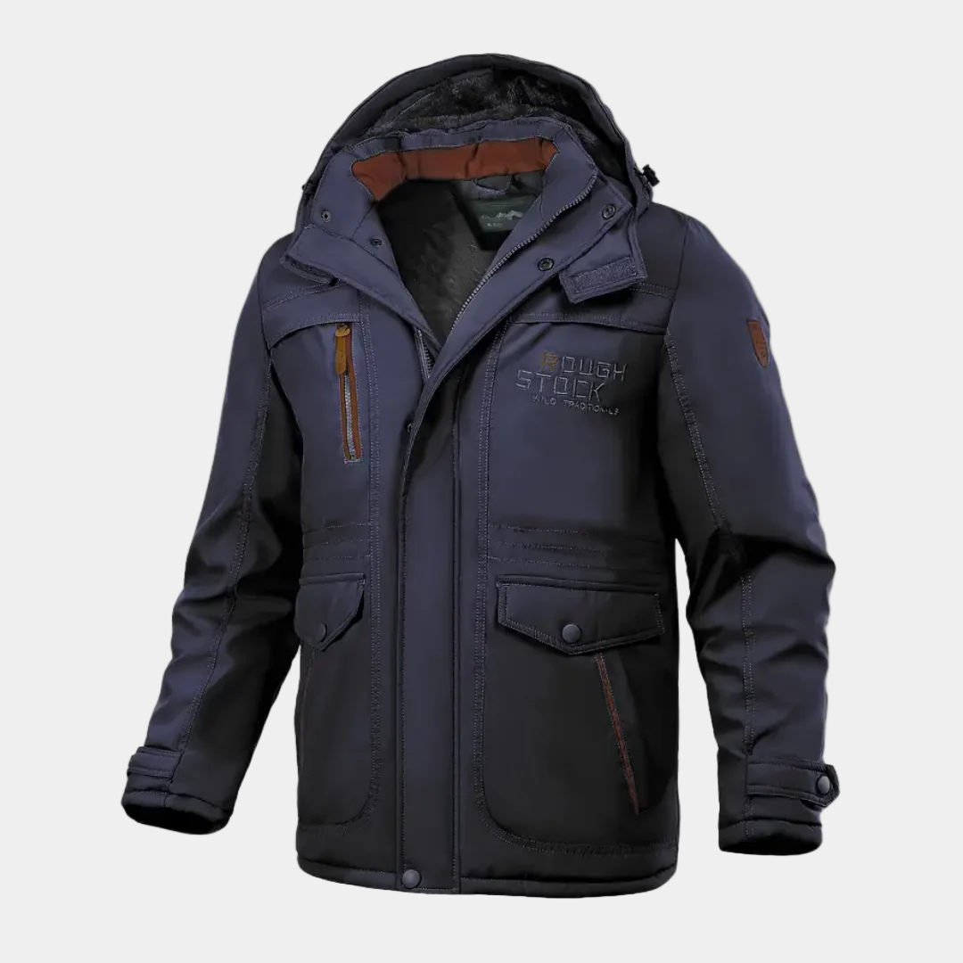 VogeLuxe | Men’s Rugged Utility Parka with Multi-Pocket Design 0
