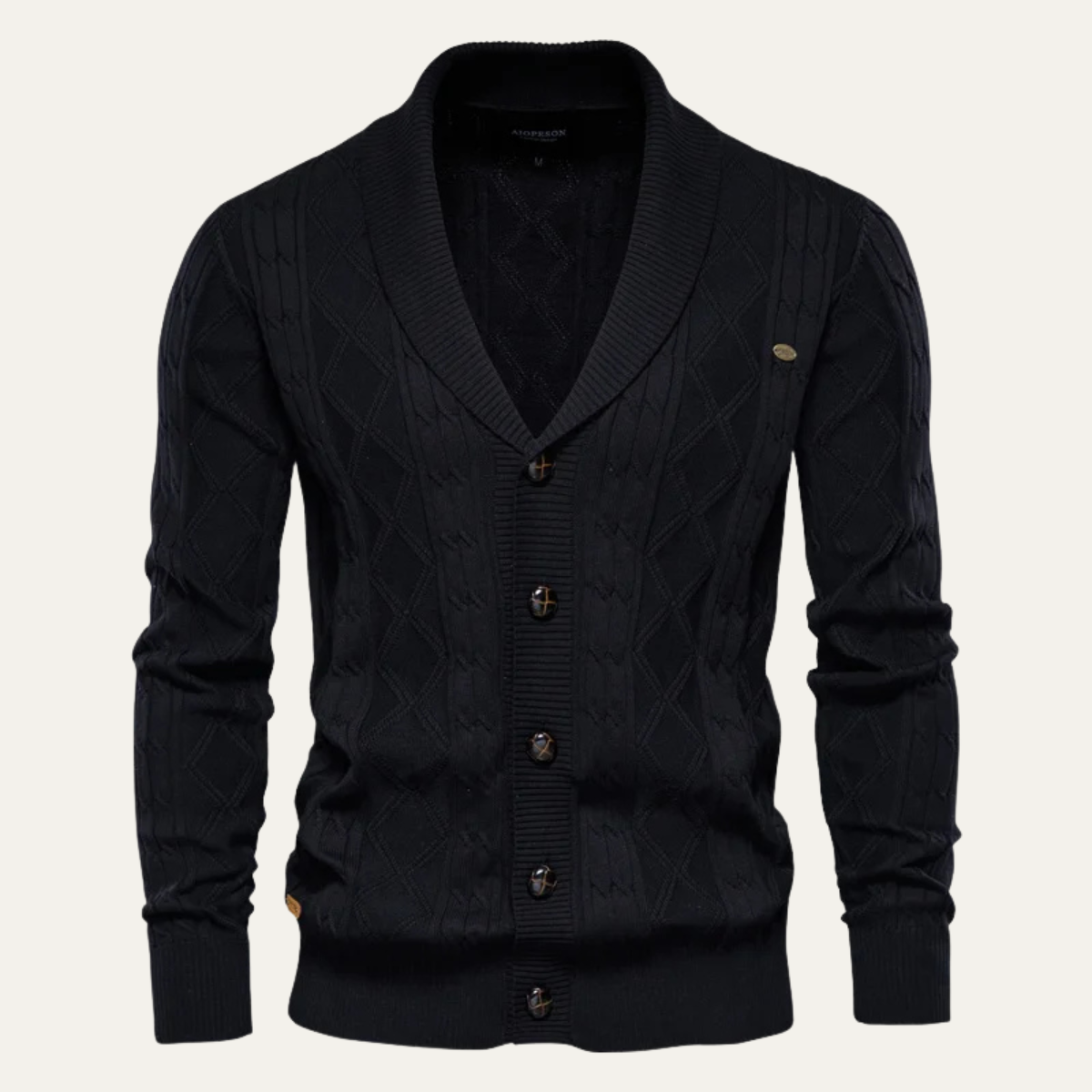 VogeLuxe | Men’s Shawl-Collar Cardigan with Cable Knit 4