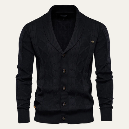 VogeLuxe | Men’s Shawl-Collar Cardigan with Cable Knit 4