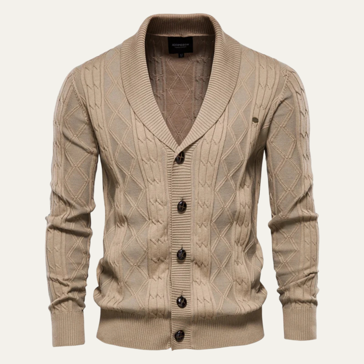 VogeLuxe | Men’s Shawl-Collar Cardigan with Cable Knit 5