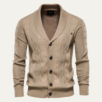 VogeLuxe | Men’s Shawl-Collar Cardigan with Cable Knit 5