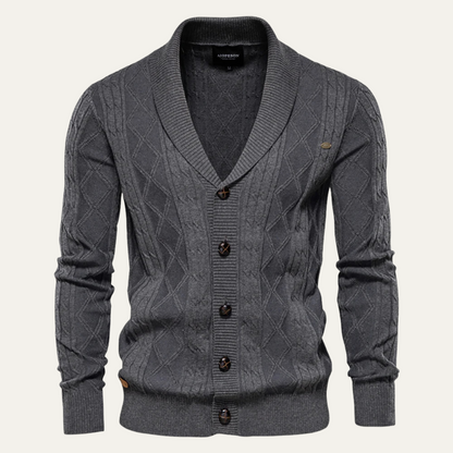 VogeLuxe | Men’s Shawl-Collar Cardigan with Cable Knit 6