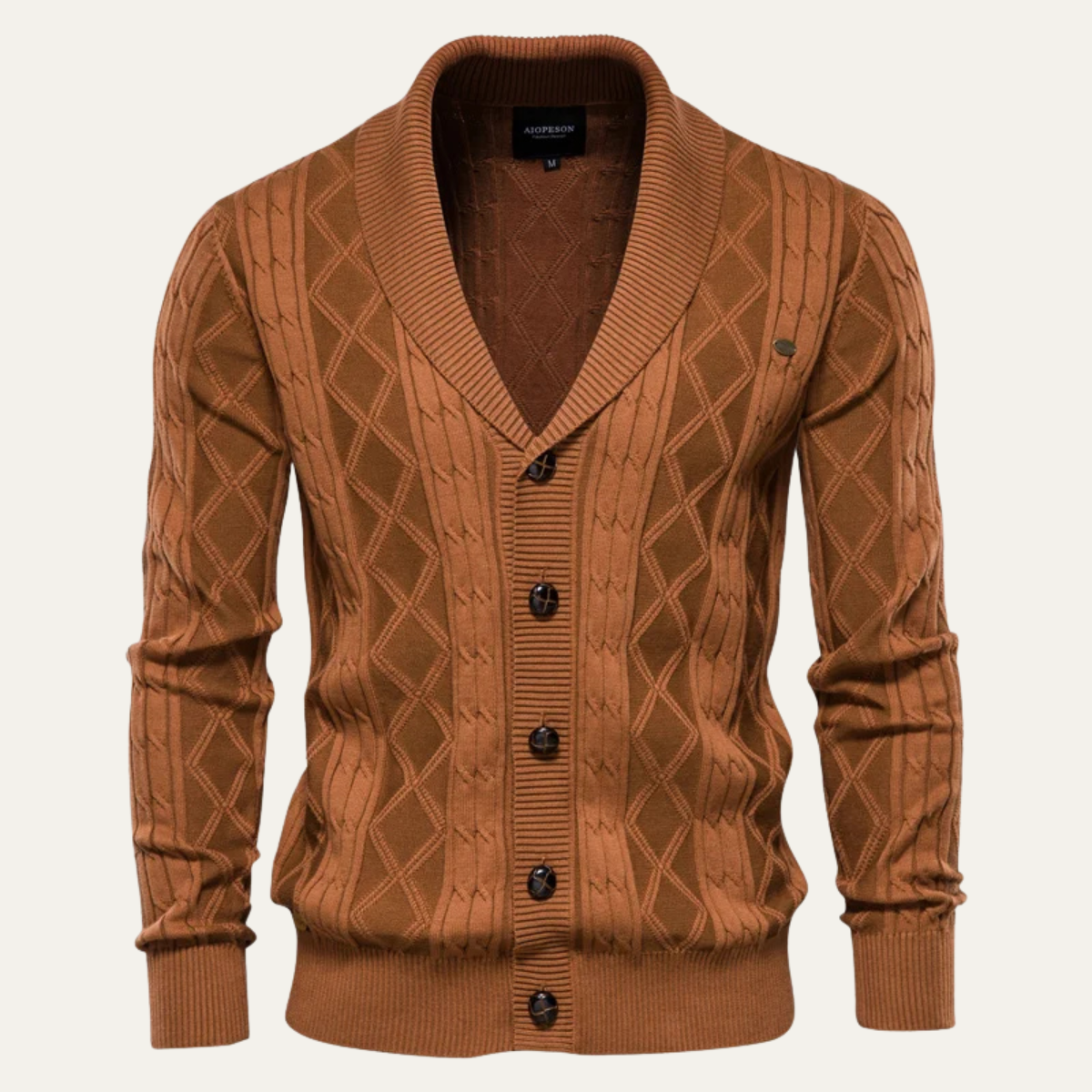 VogeLuxe | Men’s Shawl-Collar Cardigan with Cable Knit 7