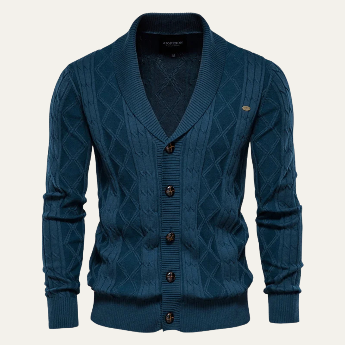 VogeLuxe | Men’s Shawl-Collar Cardigan with Cable Knit 8