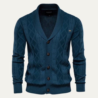 VogeLuxe | Men’s Shawl-Collar Cardigan with Cable Knit 8