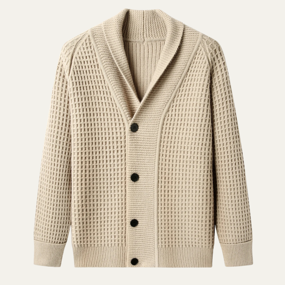 VogeLuxe | Men’s Shawl-Collar Cardigan with Textured Knit 1