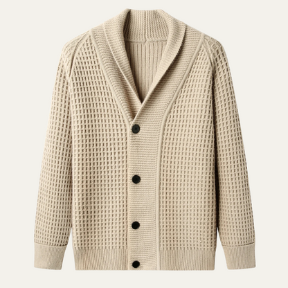 VogeLuxe | Men’s Shawl-Collar Cardigan with Textured Knit 1