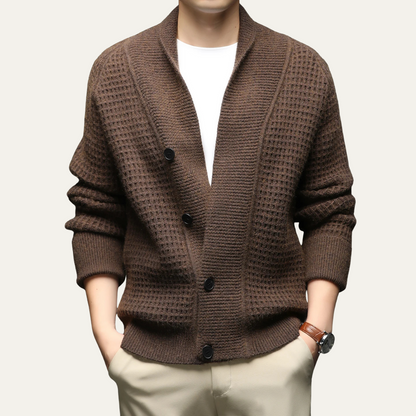 VogeLuxe | Men’s Shawl-Collar Cardigan with Textured Knit 5
