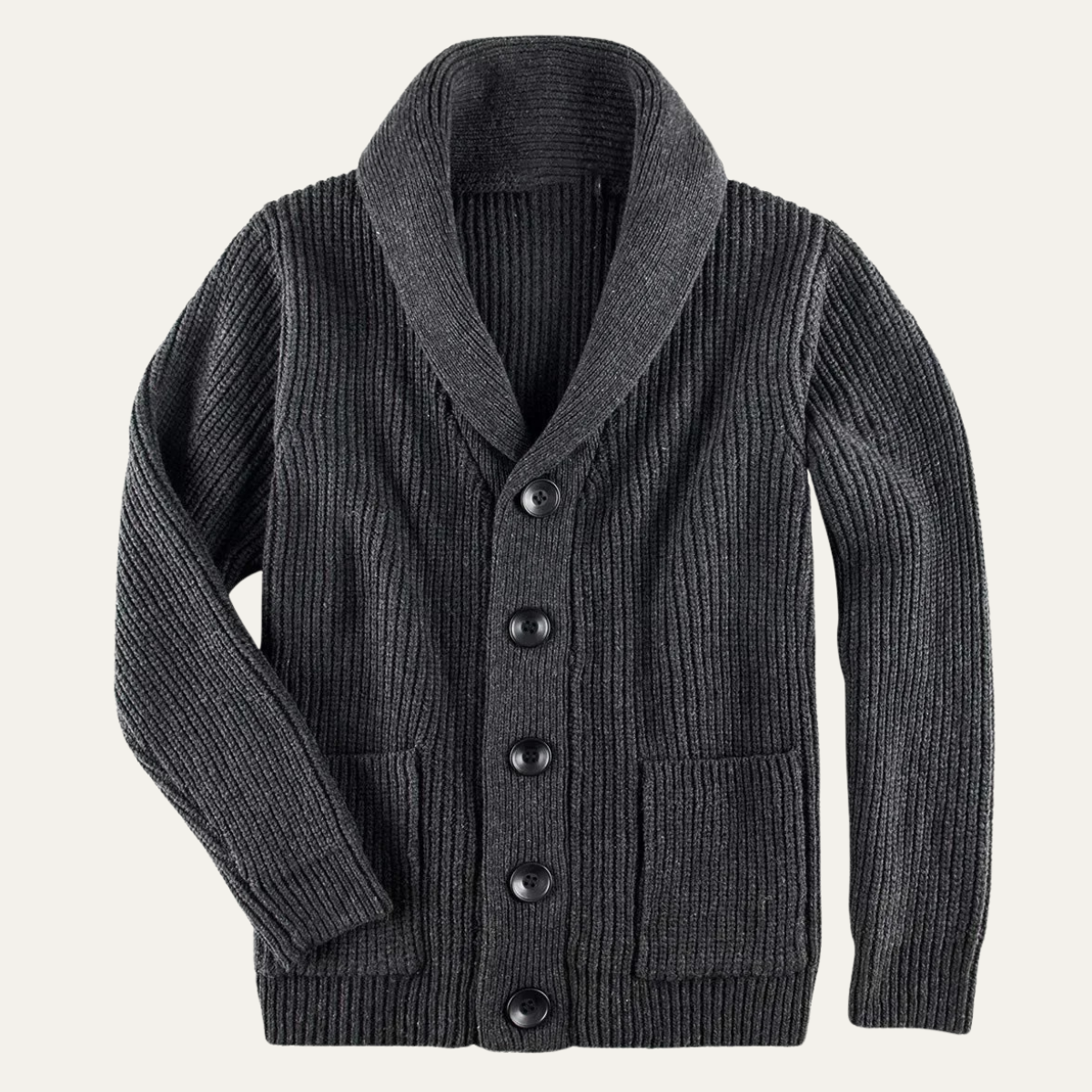 VogeLuxe | Men’s Shawl-Collar Ribbed Cardigan 0