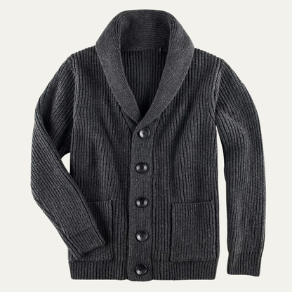 VogeLuxe | Men’s Shawl-Collar Ribbed Cardigan 0