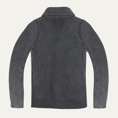VogeLuxe | Men’s Shawl-Collar Ribbed Cardigan 1