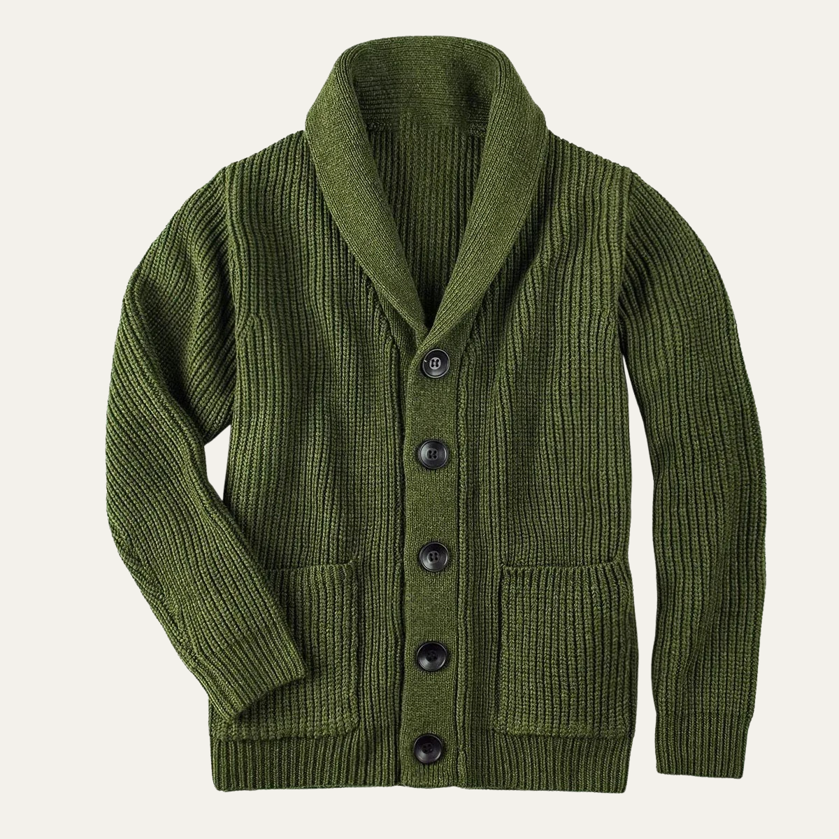 VogeLuxe | Men’s Shawl-Collar Ribbed Cardigan 4