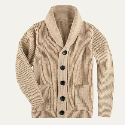 VogeLuxe | Men’s Shawl-Collar Ribbed Cardigan 5
