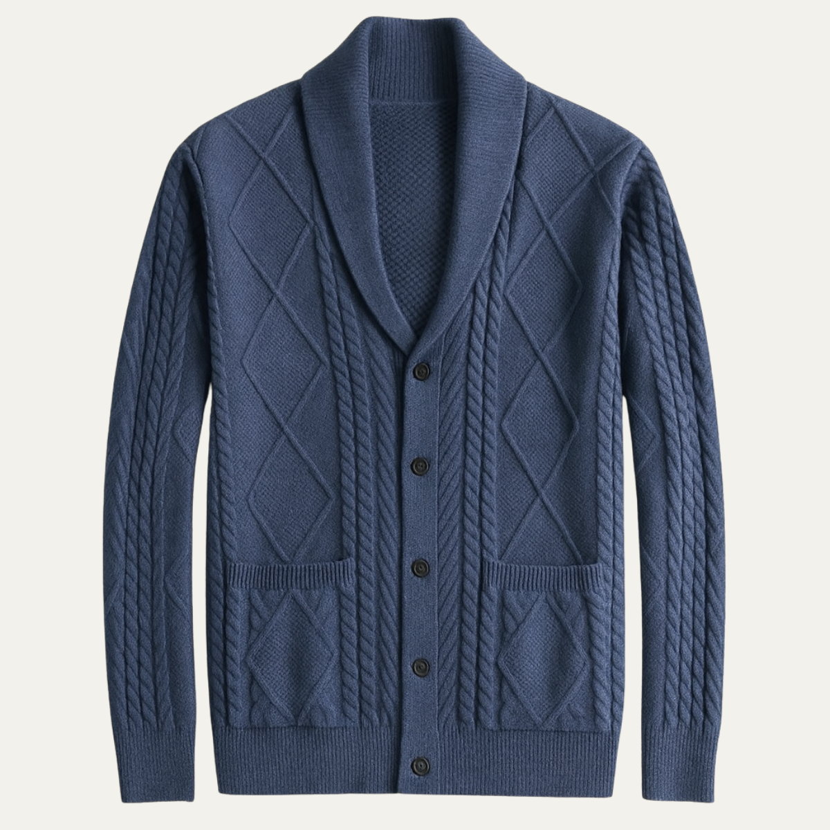 VogeLuxe | Men’s Shawl Collar Button-Up Cardigan 0