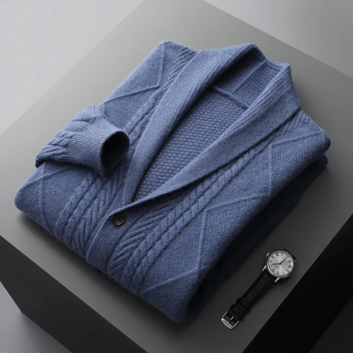 VogeLuxe | Men’s Shawl Collar Button-Up Cardigan 3