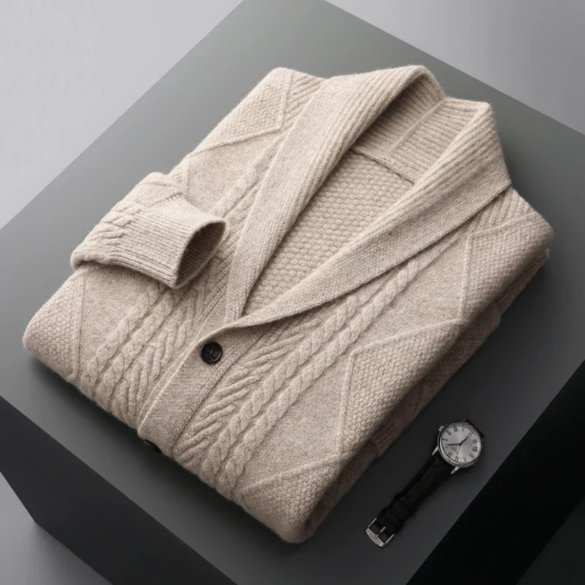 VogeLuxe | Men’s Shawl Collar Button-Up Cardigan 5