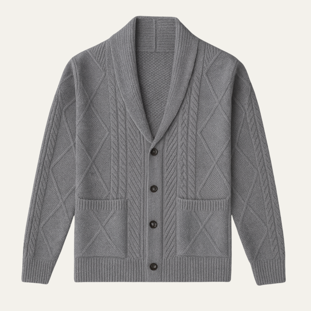 VogeLuxe | Men’s Shawl Collar Button-Up Cardigan 7