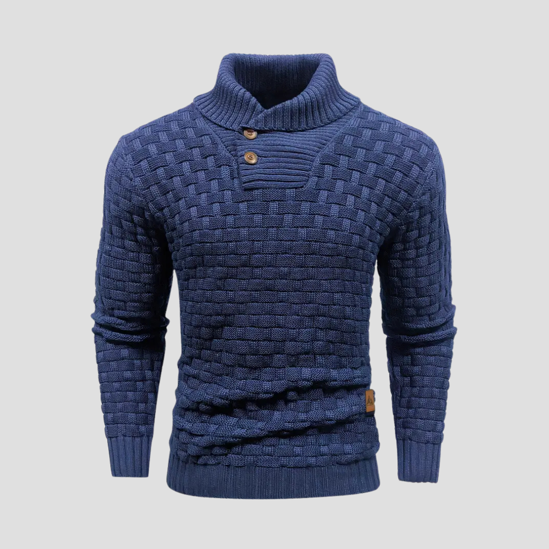 VogeLuxe | Men’s Shawl Neck Basketweave Knit Sweater 0