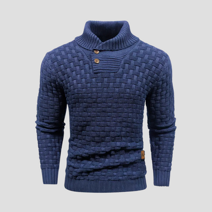 VogeLuxe | Men’s Shawl Neck Basketweave Knit Sweater 0