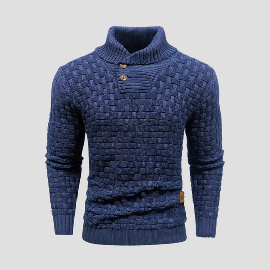 VogeLuxe | Men’s Shawl Neck Basketweave Knit Sweater 0
