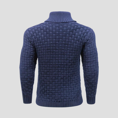 VogeLuxe | Men’s Shawl Neck Basketweave Knit Sweater 1
