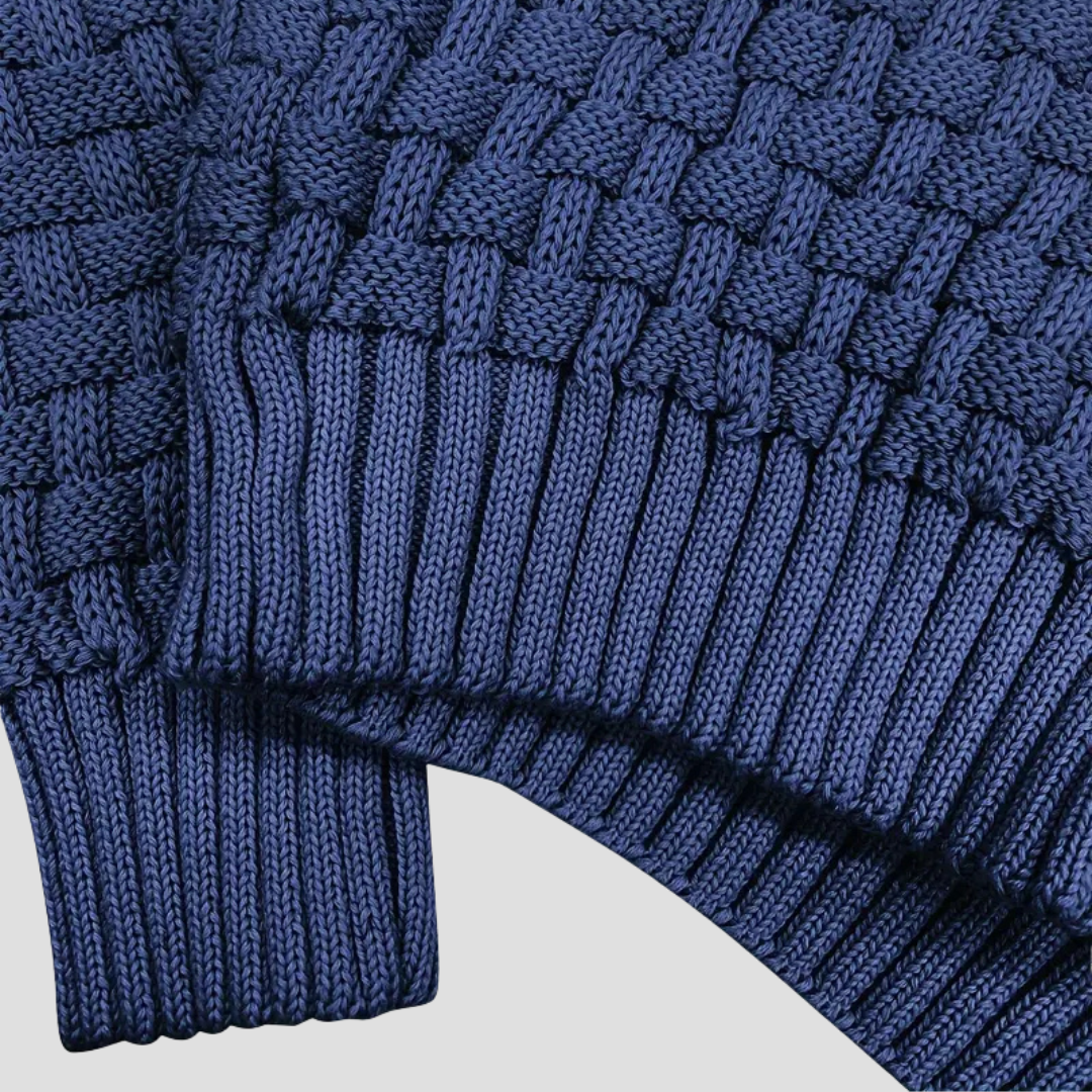 VogeLuxe | Men’s Shawl Neck Basketweave Knit Sweater 2