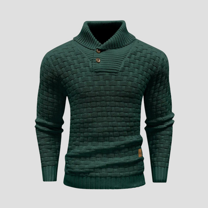 VogeLuxe | Men’s Shawl Neck Basketweave Knit Sweater 3