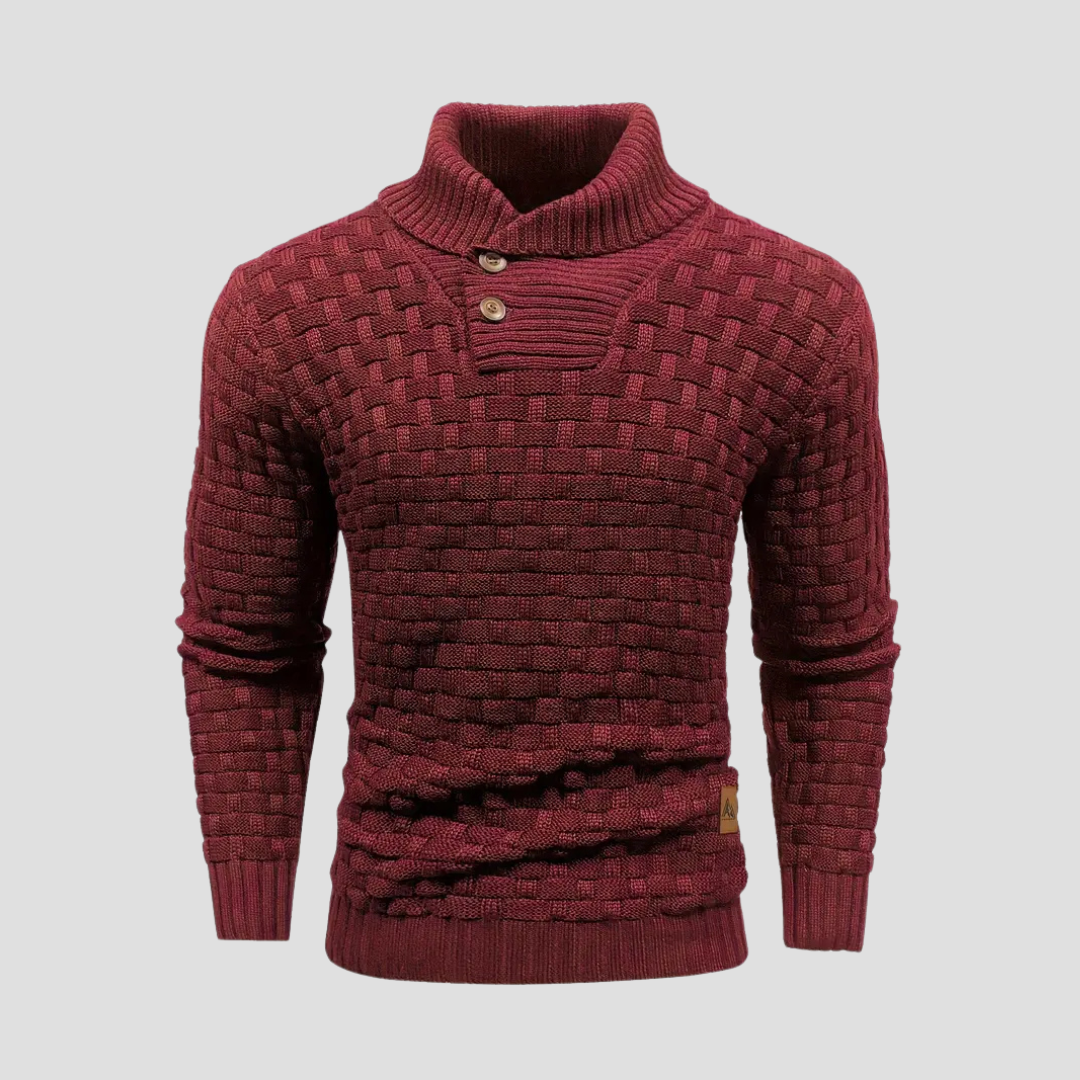 VogeLuxe | Men’s Shawl Neck Basketweave Knit Sweater 4