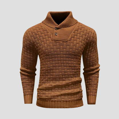 VogeLuxe | Men’s Shawl Neck Basketweave Knit Sweater 6