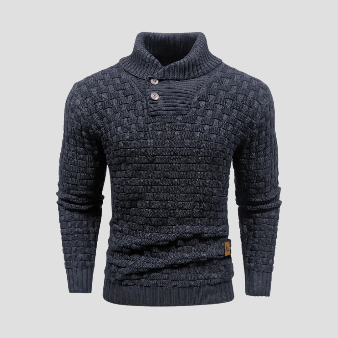 VogeLuxe | Men’s Shawl Neck Basketweave Knit Sweater 7