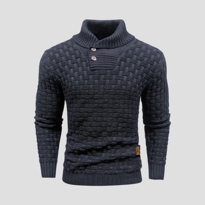 VogeLuxe | Men’s Shawl Neck Basketweave Knit Sweater 7