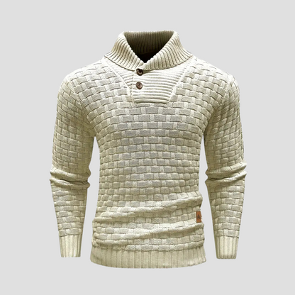 VogeLuxe | Men’s Shawl Neck Basketweave Knit Sweater 8