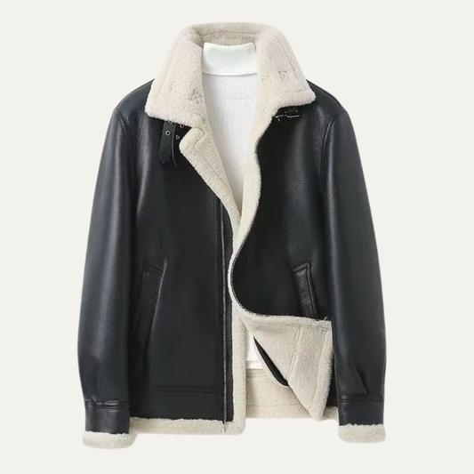 VogeLuxe | Men’s Shearling-Lined Aviator Winter Jacket 0