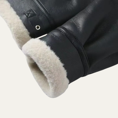 VogeLuxe | Men’s Shearling-Lined Aviator Winter Jacket 4