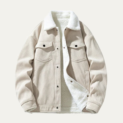 VogeLuxe | Men’s Shearling-Lined Corduroy Trucker Jacket 0