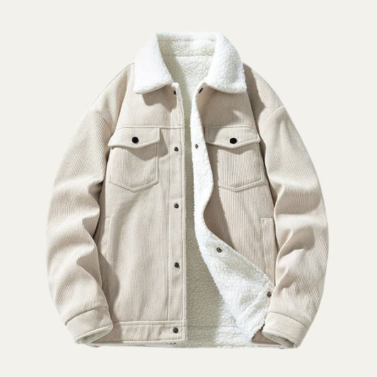 VogeLuxe | Men’s Shearling-Lined Corduroy Trucker Jacket 0