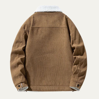 VogeLuxe | Men’s Shearling-Lined Corduroy Trucker Jacket 4