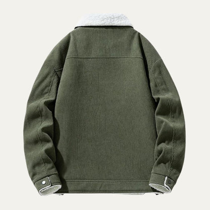 VogeLuxe | Men’s Shearling-Lined Corduroy Trucker Jacket 5