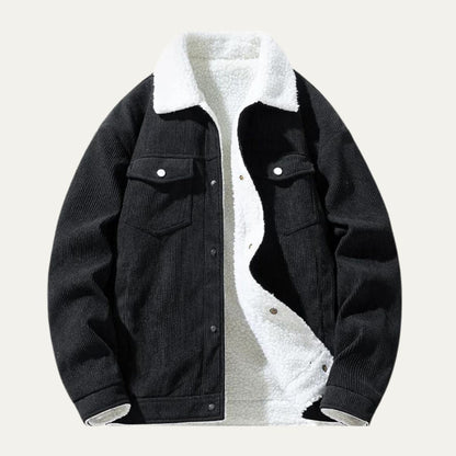VogeLuxe | Men’s Shearling-Lined Corduroy Trucker Jacket 6
