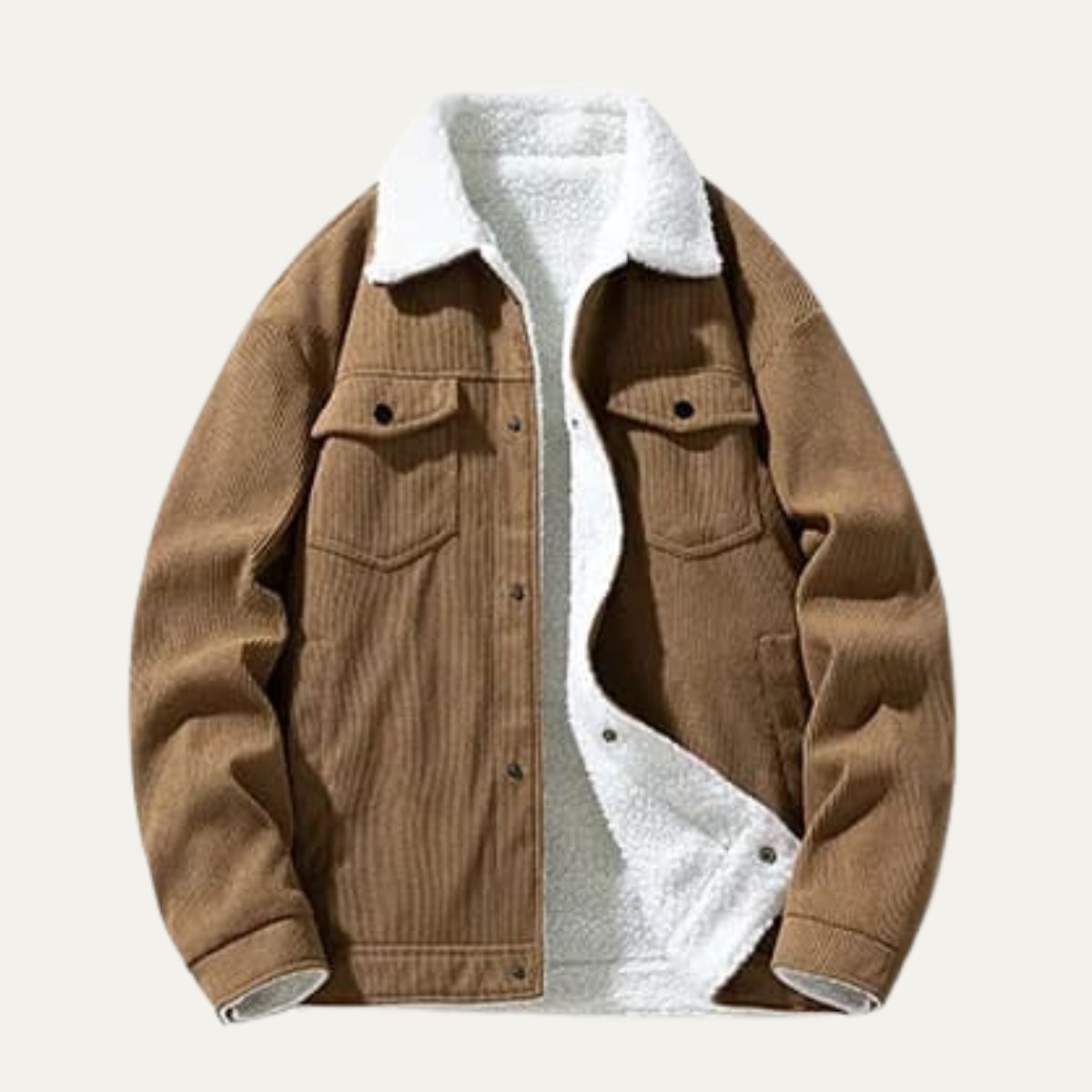 VogeLuxe | Men’s Shearling-Lined Corduroy Trucker Jacket 7