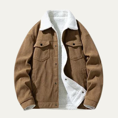 VogeLuxe | Men’s Shearling-Lined Corduroy Trucker Jacket 7