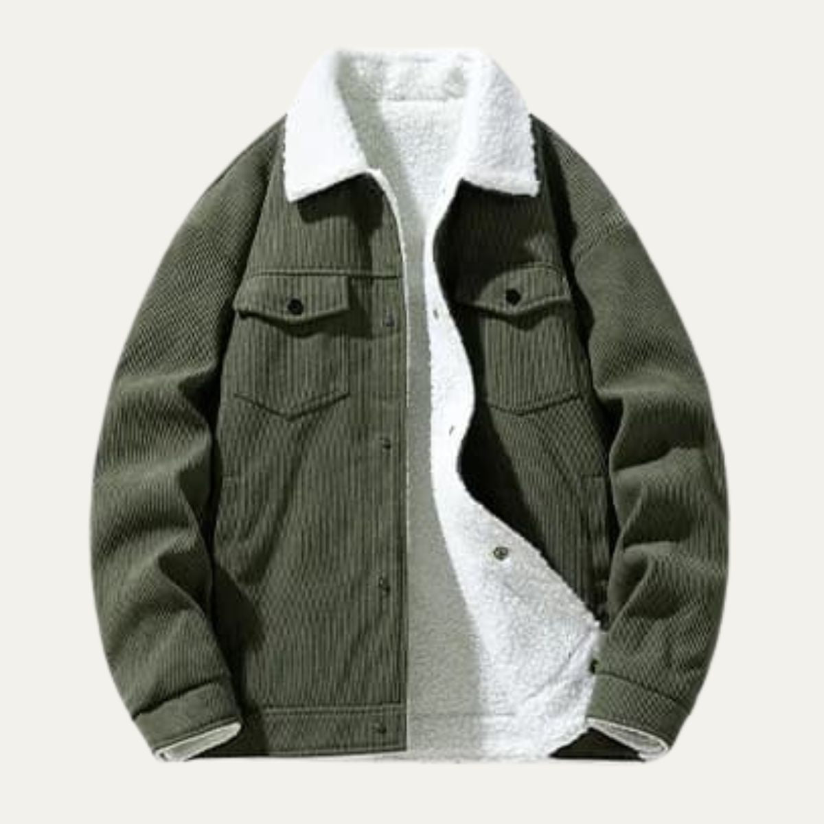 VogeLuxe | Men’s Shearling-Lined Corduroy Trucker Jacket 8
